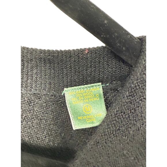 Peru Unlimited Black Baby Alpaca Wool Cardigan Sweater Men M Button Front - Picture 5 of 8